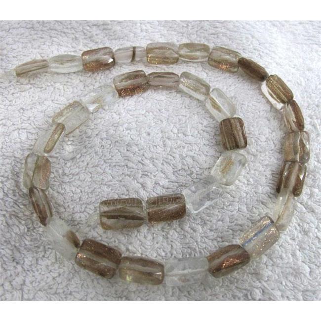 goldsand crystal quartz beads, faceted rectangle