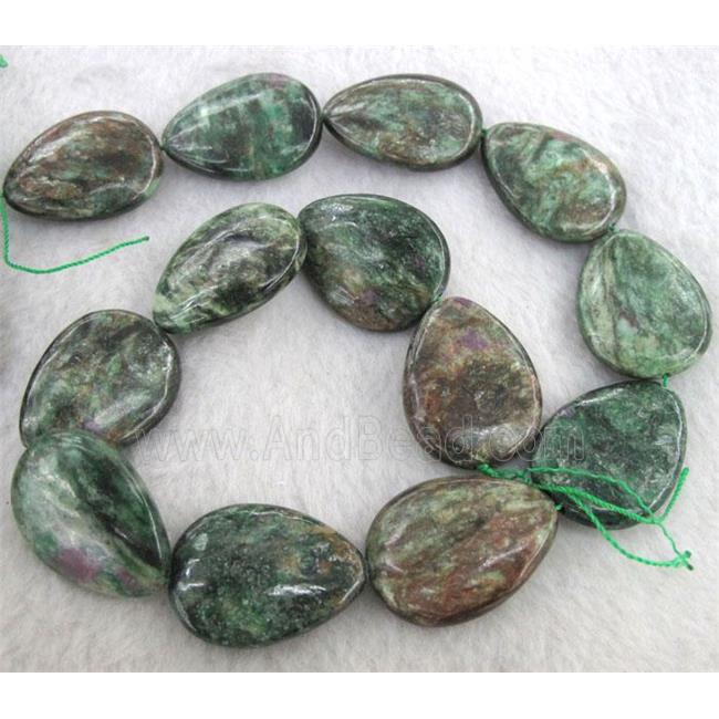 natural Emerald Bead, flat teardrop