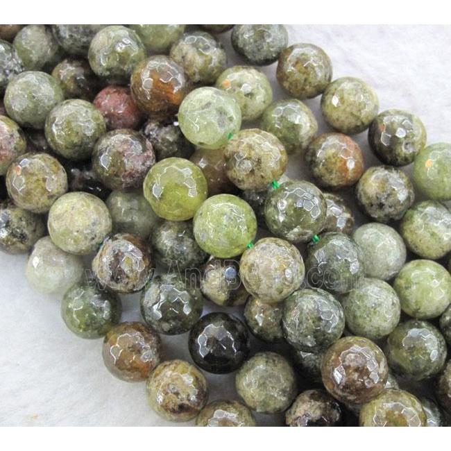 natural green Garnet Beads, faceted round, Grade-AA