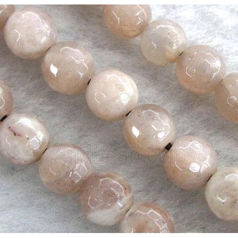 pink Sunstone beads, faceted round