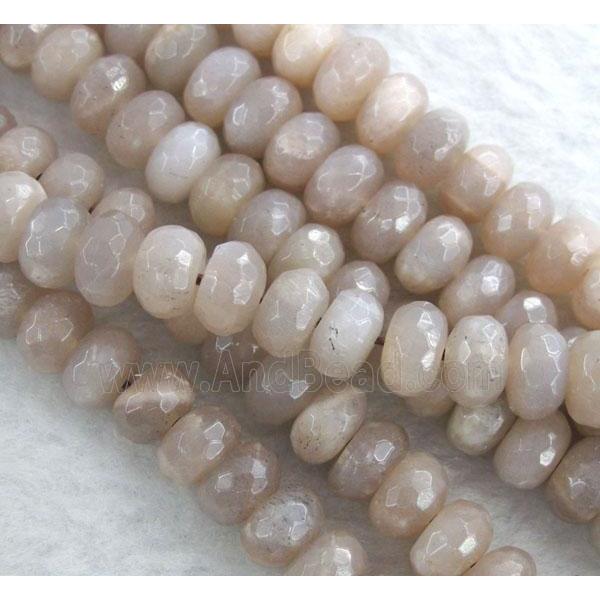 pink Sunstone beads, faceted rondelle