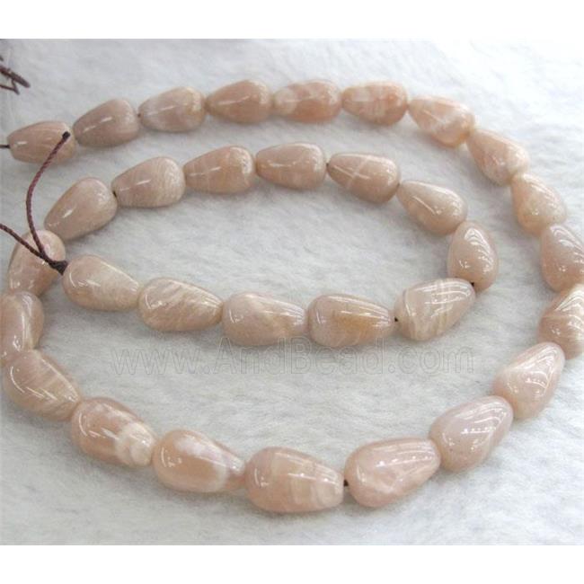 pink Sunstone beads, teardrop