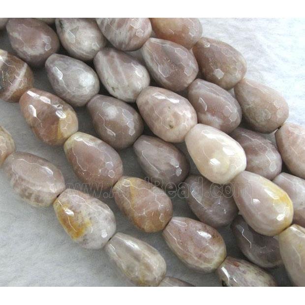 Sunstone beads, faceted teardrop