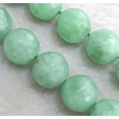 Chinese Nephrite Jade Beads Green Faceted Round