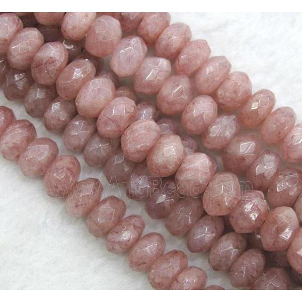 Strawberry Quartz beads, faceted rondelle