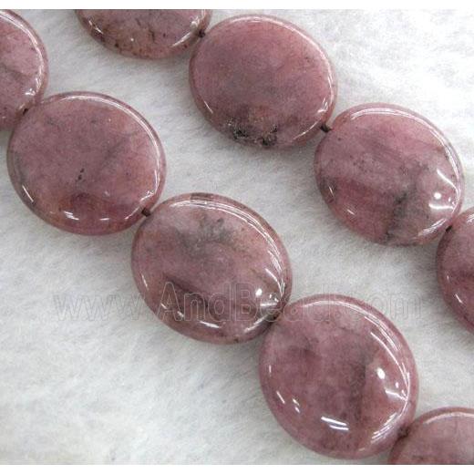 Strawberry Quartz beads, flat round