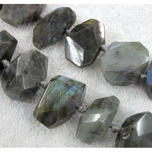 Labradorite bead, faceted freeform