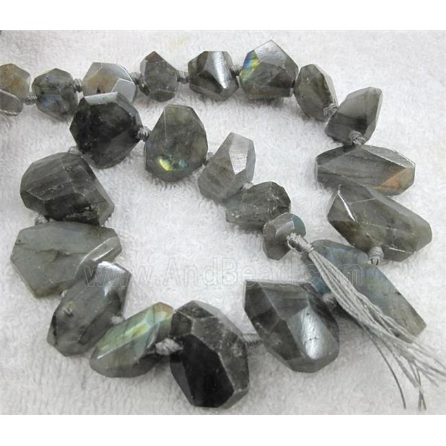 Labradorite bead, faceted freeform