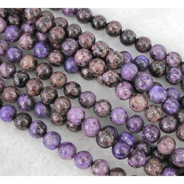 natural purple lepidolite beads, round