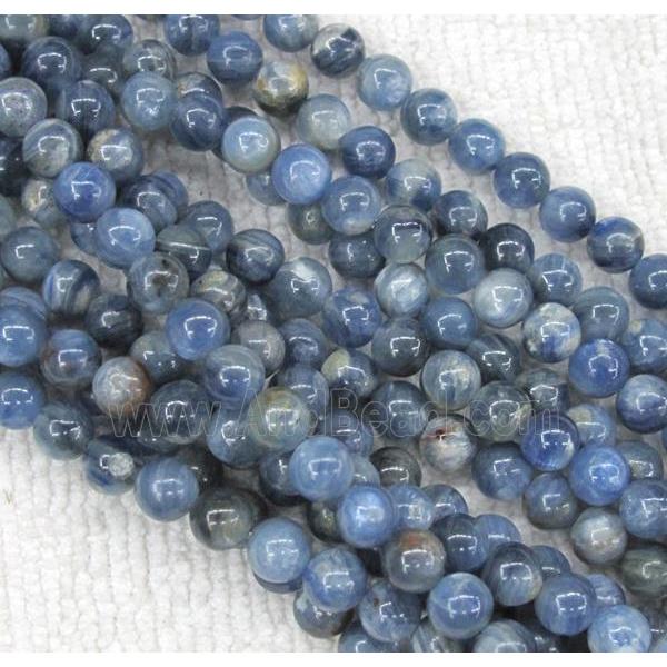 Kyanite beads, round, blue