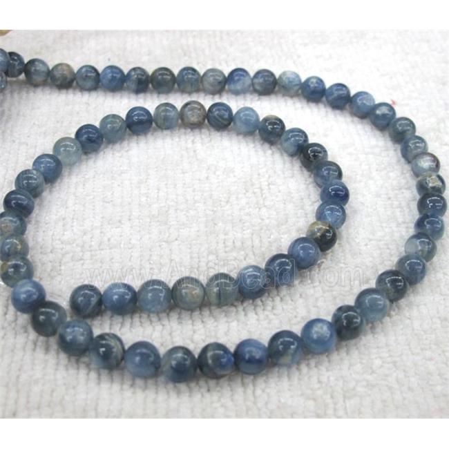 Kyanite beads, round, blue