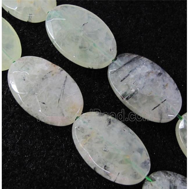 prehnite beads, faceted oval