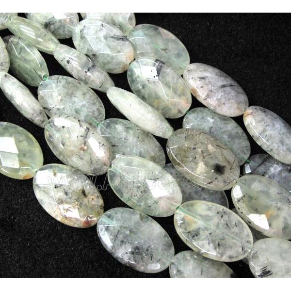 prehnite beads, faceted oval