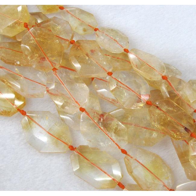 citrine bead, faceted freeform