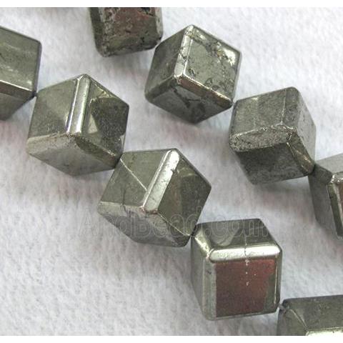 pyrite bead, faceted cube