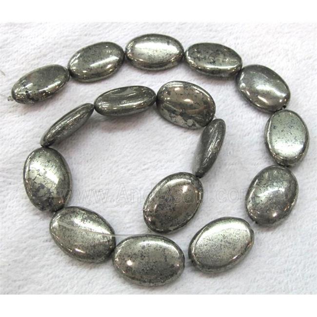 pyrite bead, flat oval