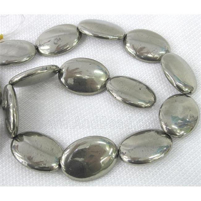 pyrite bead, flat oval