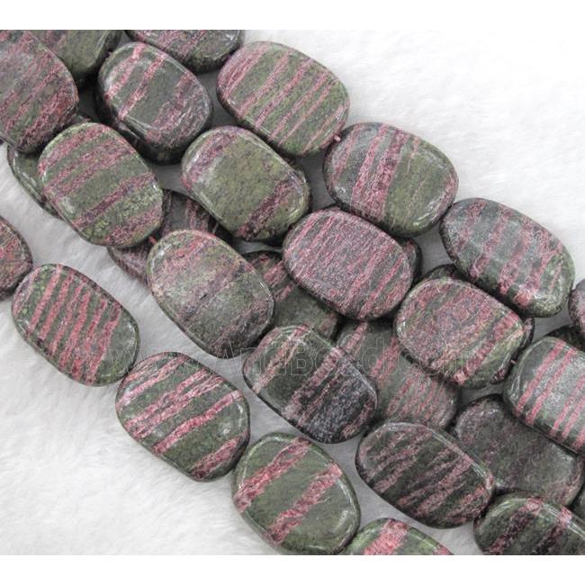Green Silver-line stone bead, rectangle