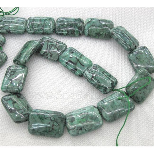green picture jasper bead, rectangle
