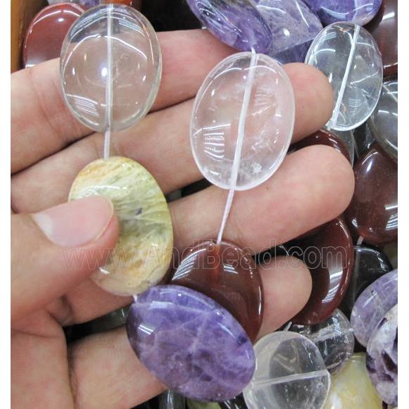 mix gemstone oval beads