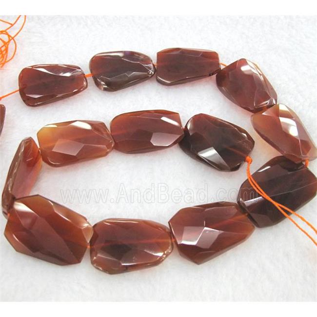 red agate beads, faceted freeform