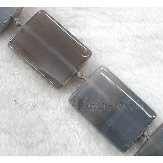 grey agate bead, rectangle