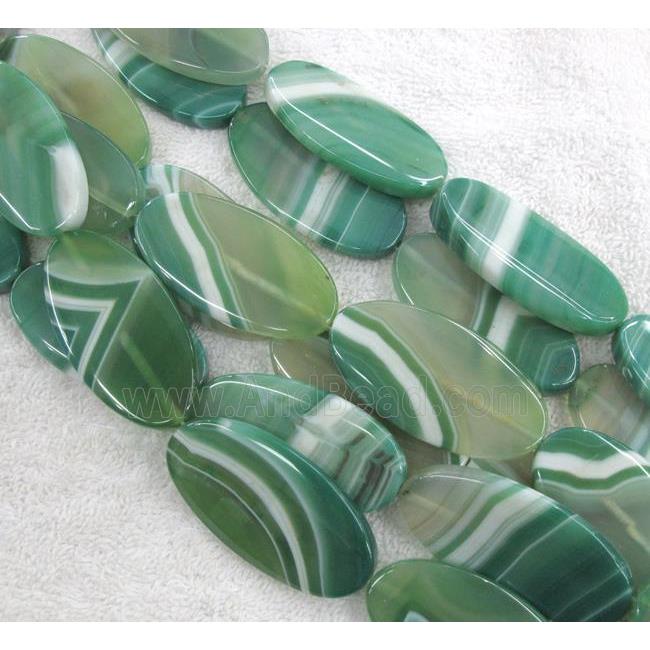 green agate bead, oval