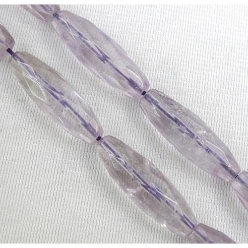 amethyst quartz bead, faceted barrel, lt.purple
