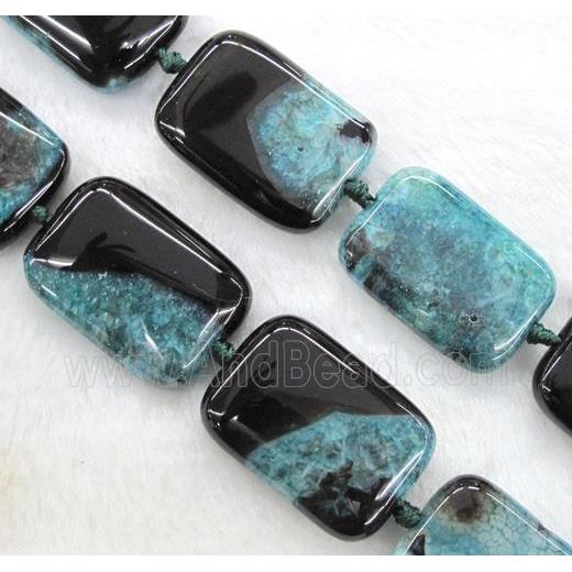 green druzy agate beads, rectangle