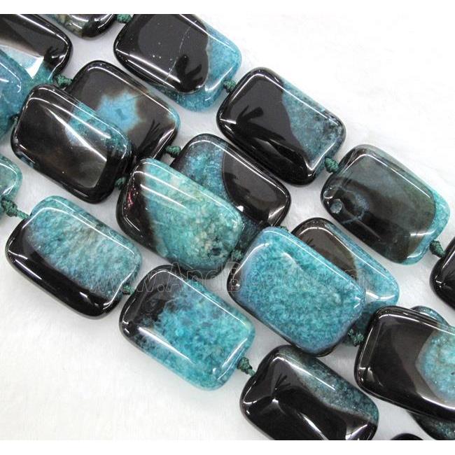 green druzy agate beads, rectangle