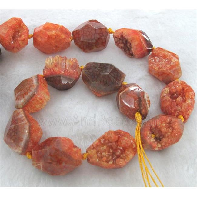 orange druzy agate beads, freeform