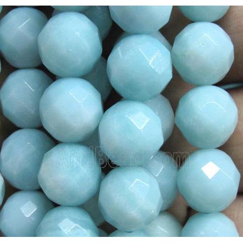 natural Amazonite bead, faceted round, AA-Grade