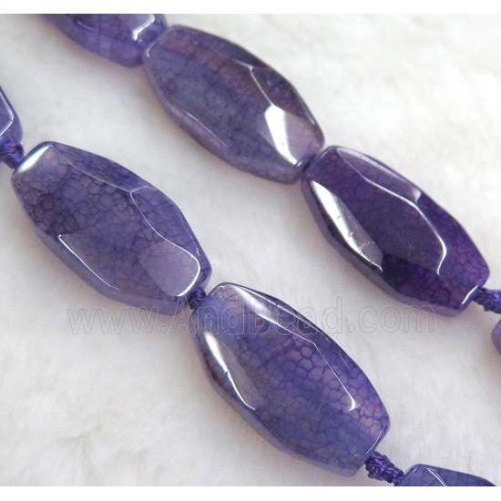 purple dragon veins agate bead, faceted barrel