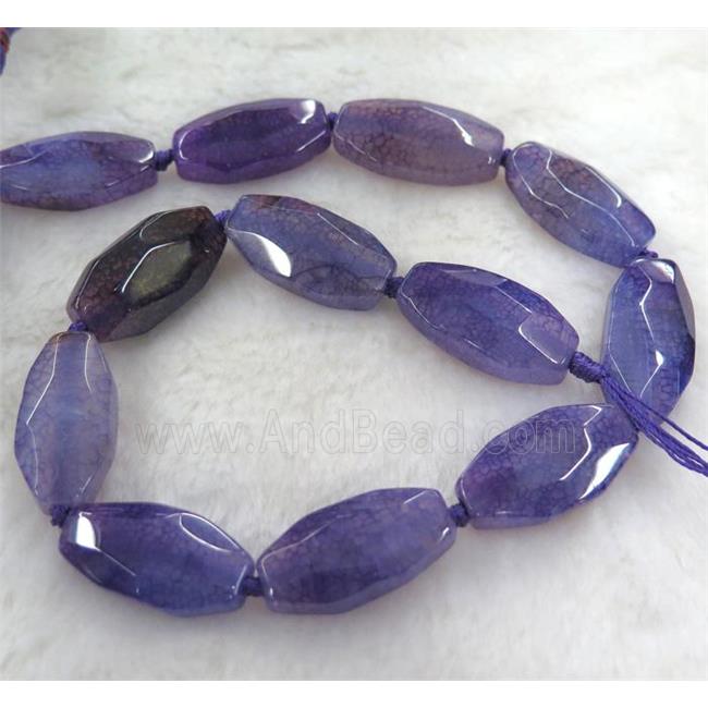 purple dragon veins agate bead, faceted barrel