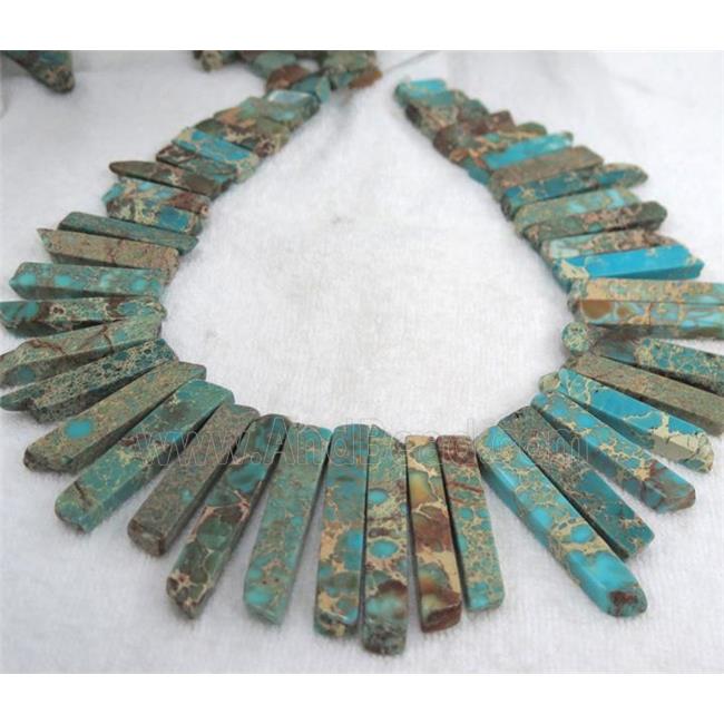 Imperial jasper beads collar, stick, aqua, top dilled