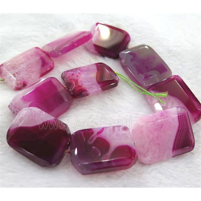 druzy agate beads, faceted rectangle, pink