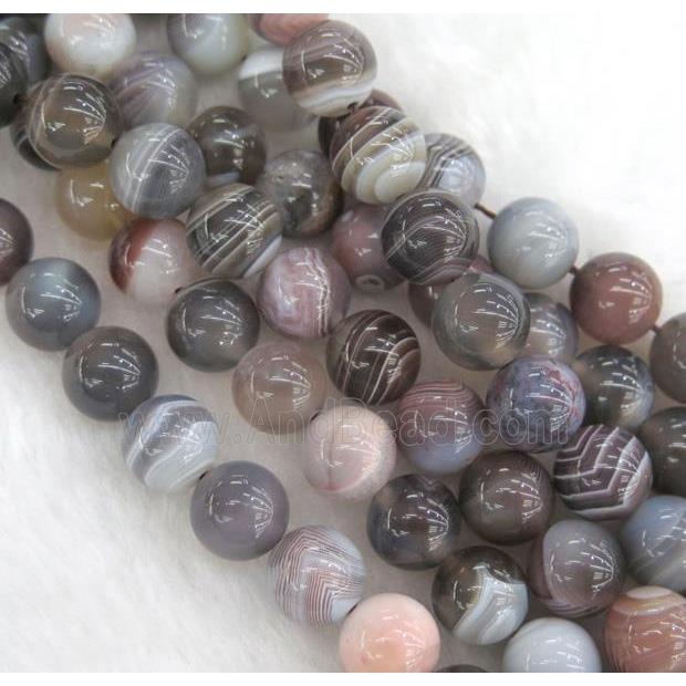 natural round Botswana Agate beads, gray