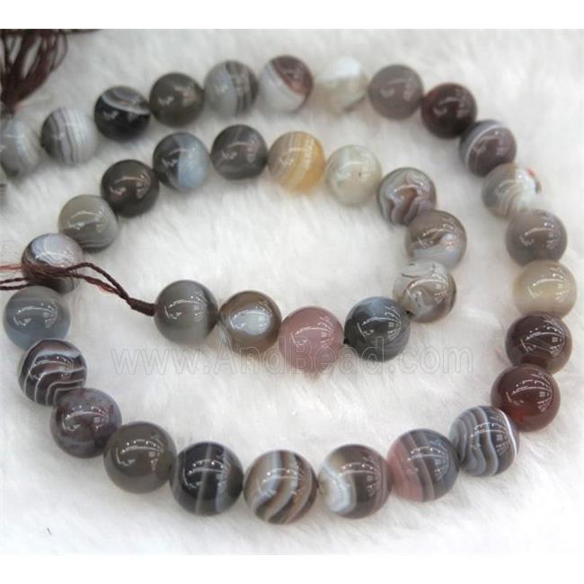 natural round Botswana Agate beads, gray