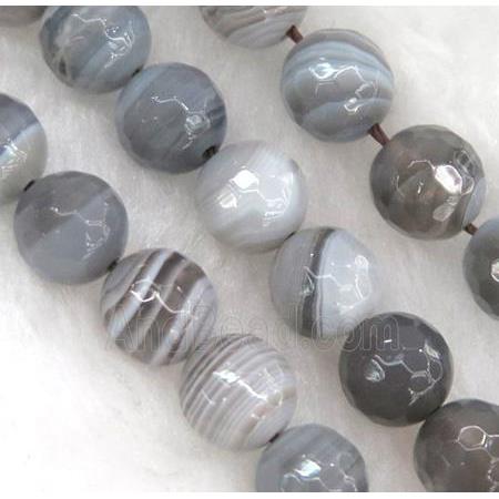 gray botswana agate beads, faceted round