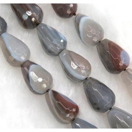 natural botswana agate beads, faceted teardrop