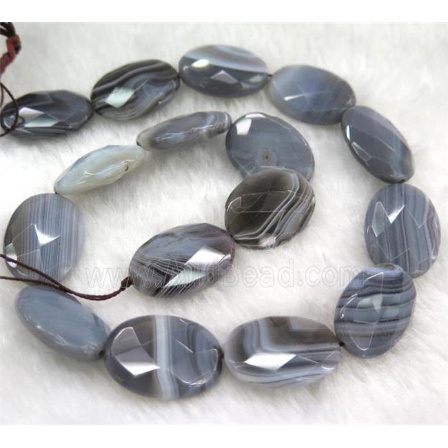 natural grey Botswana Agate beads, faceted oval