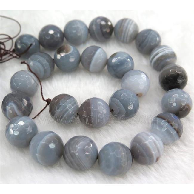 natural gray Botswana Agate beads, faceted round
