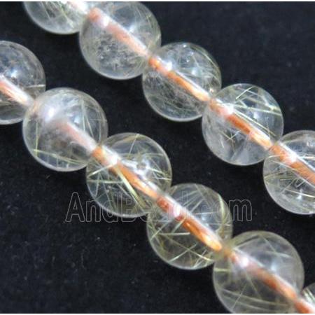 natural Gold Rutilated Quartz beads, round, AAA-grade