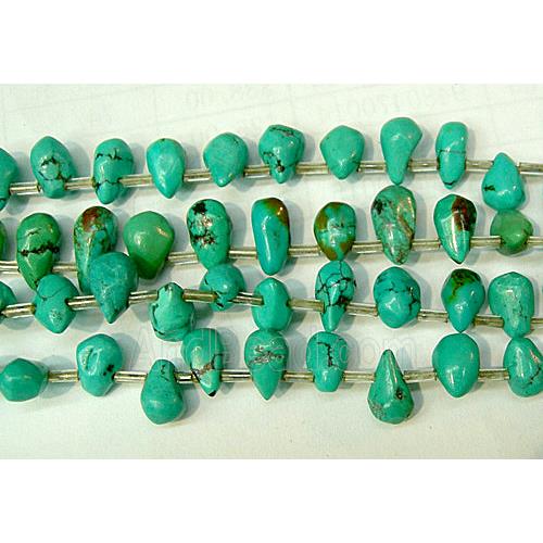 Natural Turquoise, Drip Pendants, top-drilled