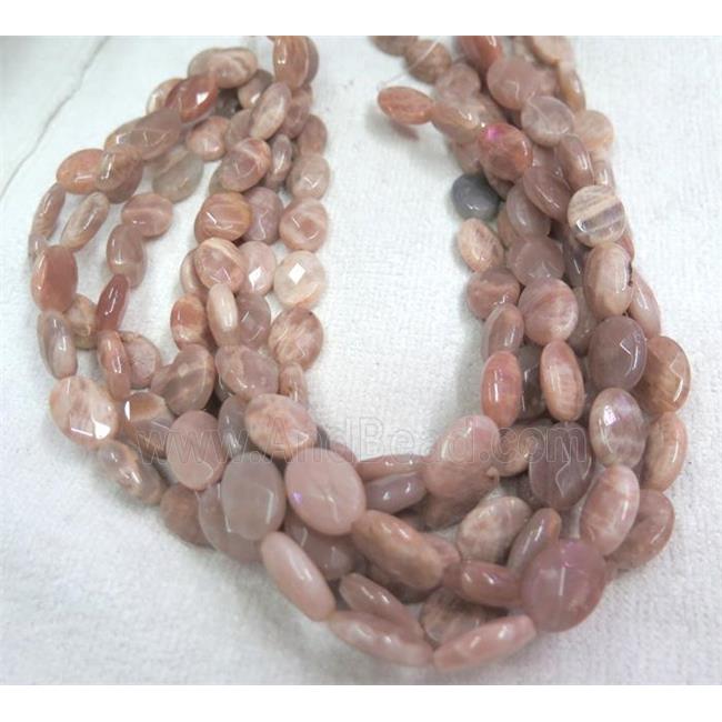 sunstone bead, faceted oval
