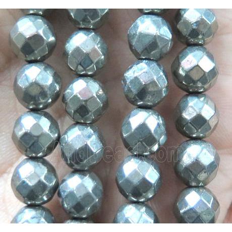 natural Pyrite Beads, faceted-round