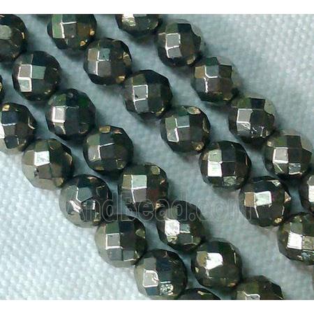 natural Pyrite Beads, faceted round