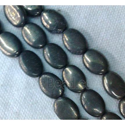 natural Pyrite Beads, flat oval