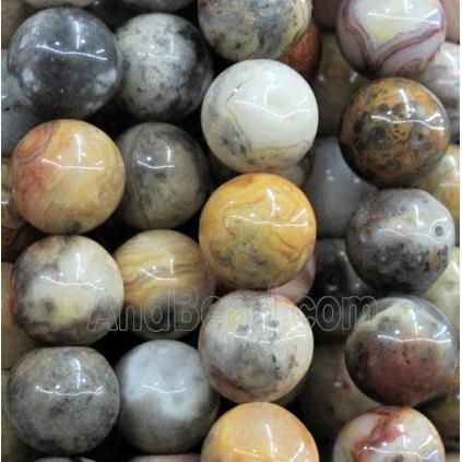 yellow crazy lace agate beads, round