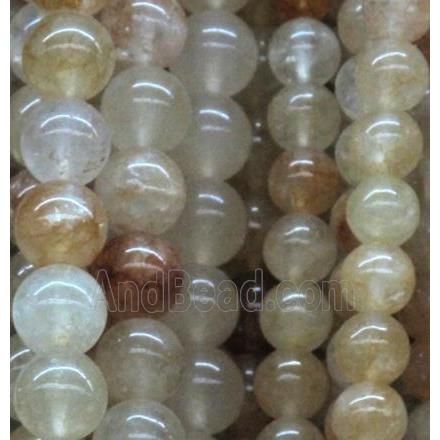 milk quartz beads, round gemstone, yellow